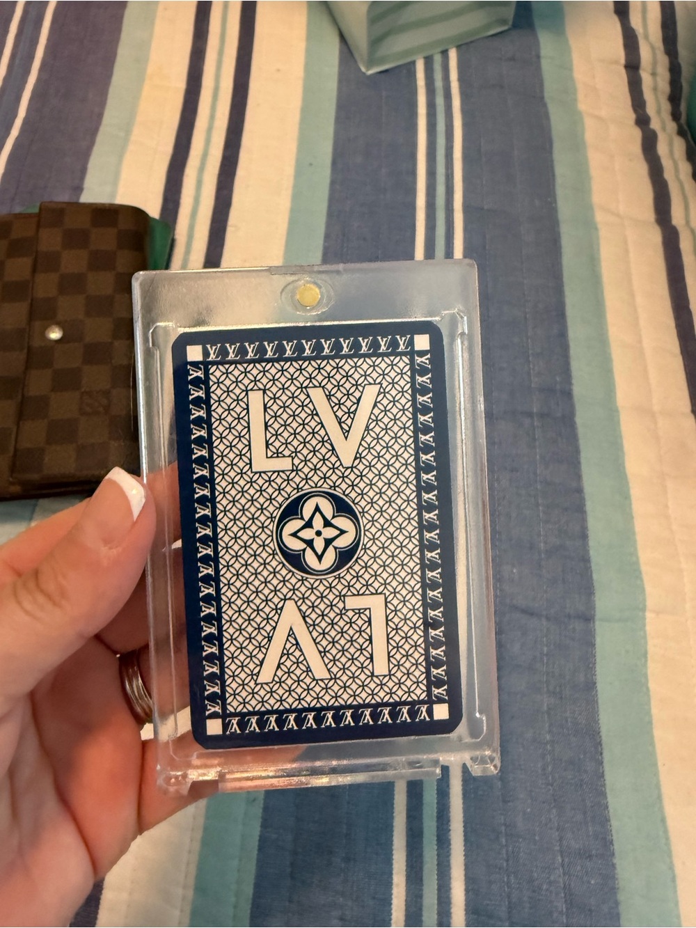 Louis Vuitton Navy and White playing card in Clear Card Sleeve